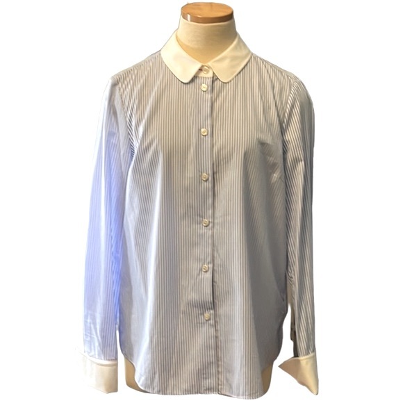 Kate Spade Striped Button Down Shirt, Blue/White, size 10 - Picture 5 of 14